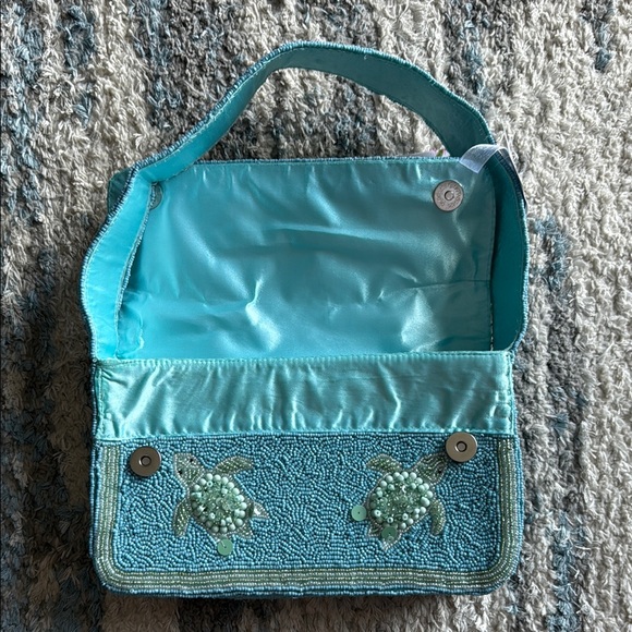 NWT Blue Turtle Beaded Shoulder Bag - Picture 3 of 3